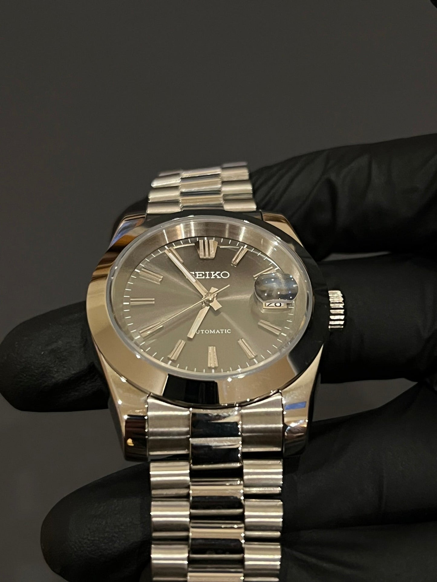 CUSTOM WATCH MOD SILVER FACE DATEJUST NH35 AUTOMATIC