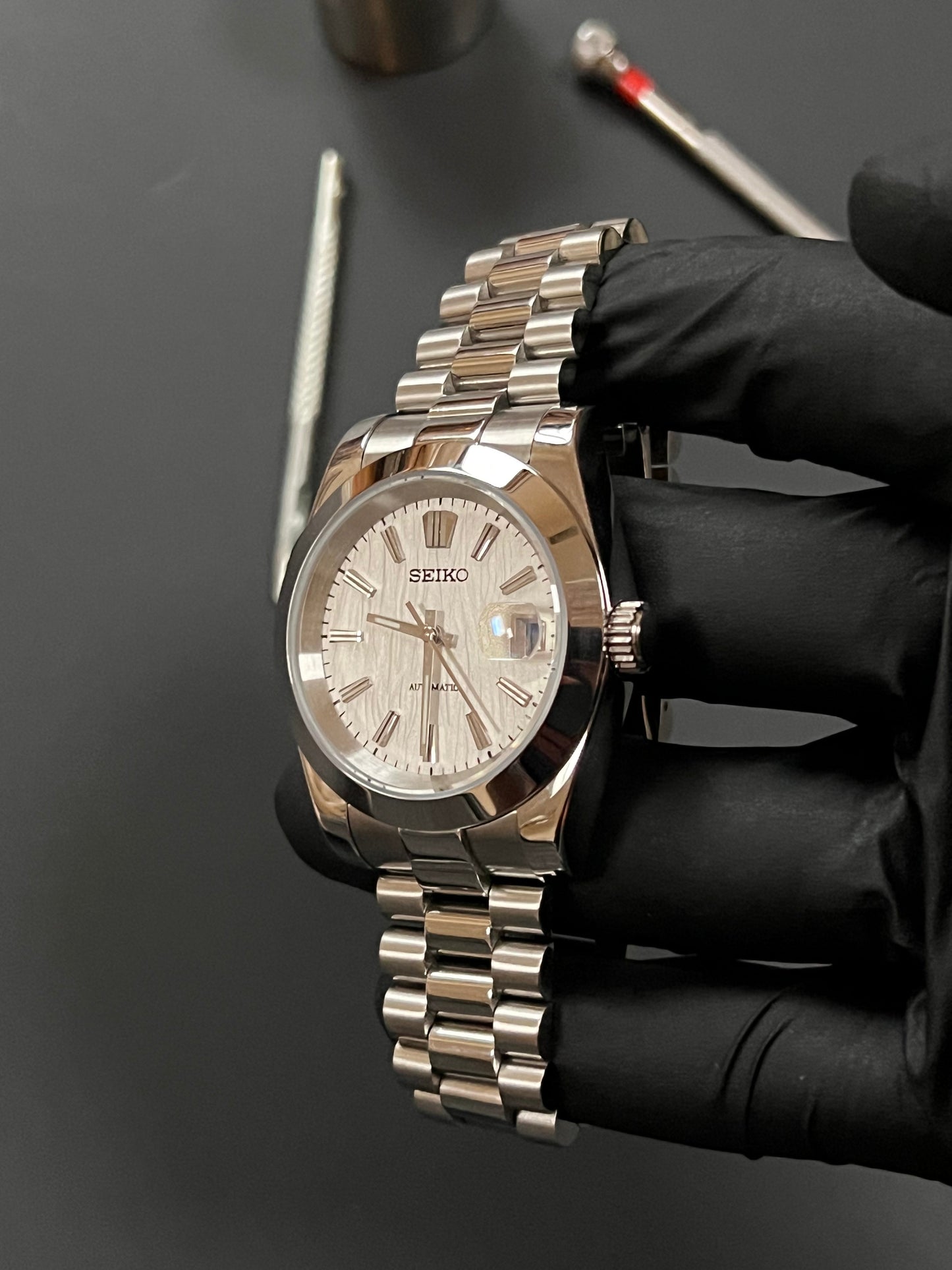 CUSTOM WATCH MOD WHITE FACE DATEJUST NH35 AUTOMATIC