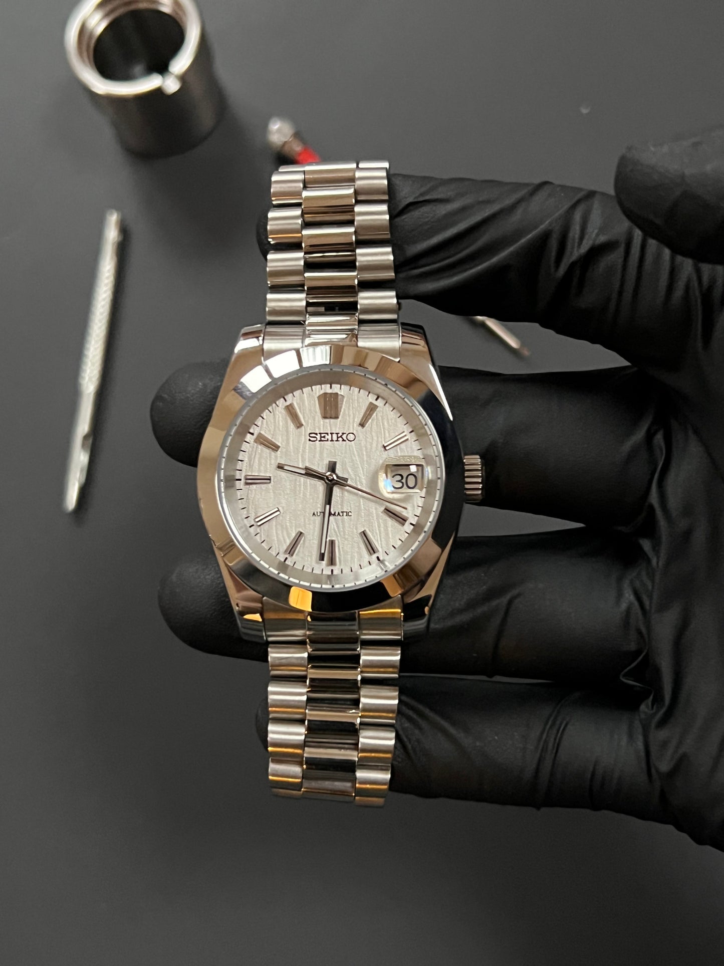 CUSTOM WATCH MOD WHITE FACE DATEJUST NH35 AUTOMATIC