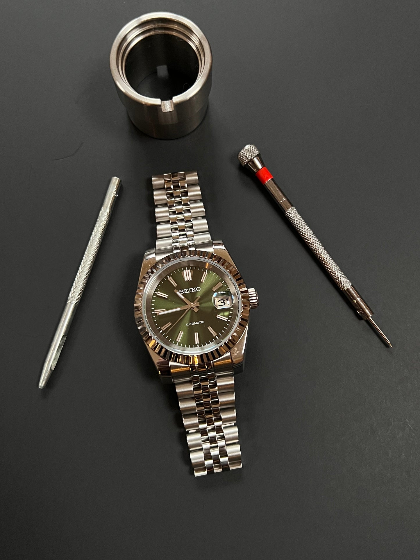 CUSTOM WATCH MOD GREEN FACE DATEJUST NH35 AUTOMATIC