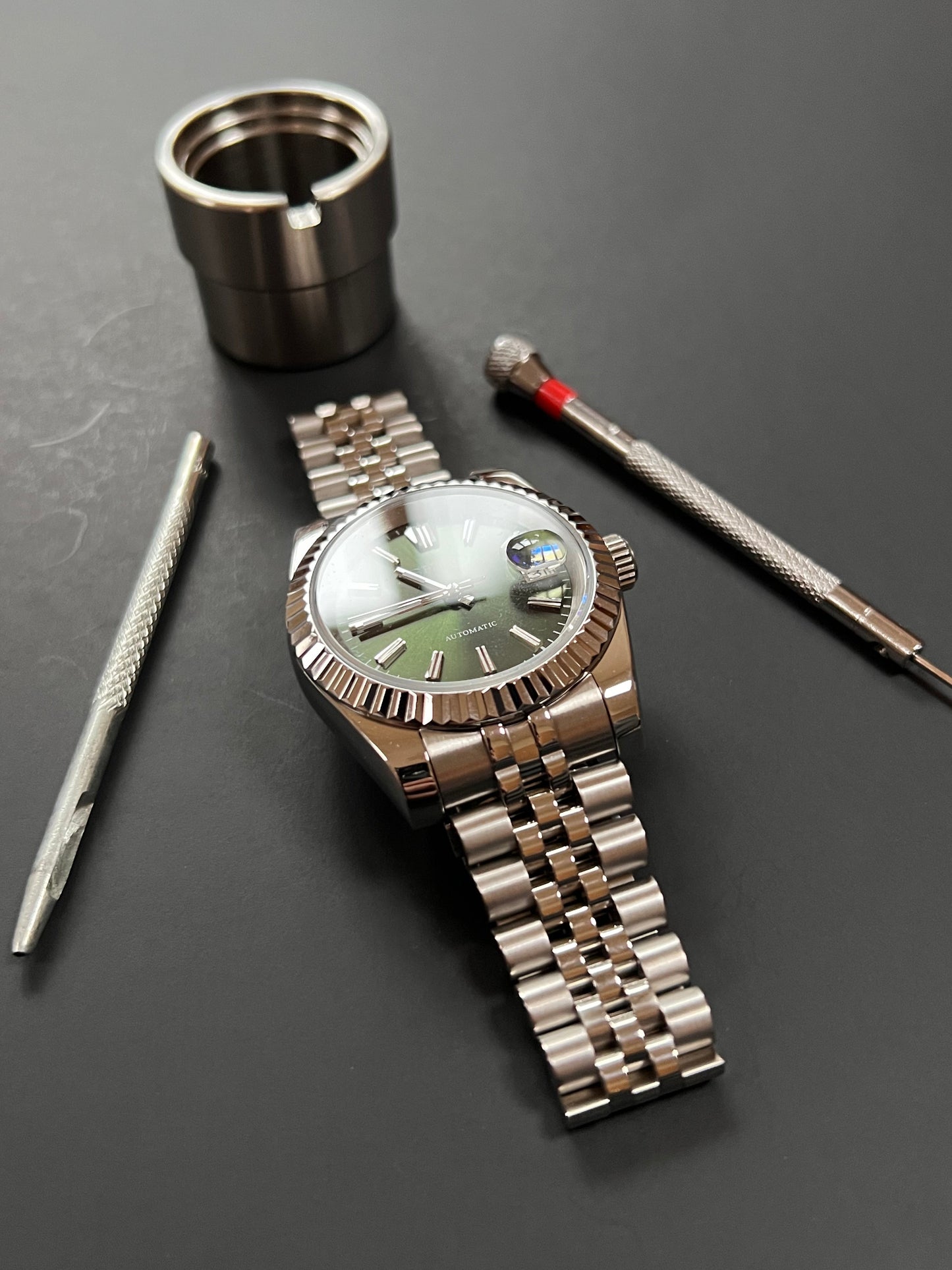 CUSTOM WATCH MOD GREEN FACE DATEJUST NH35 AUTOMATIC