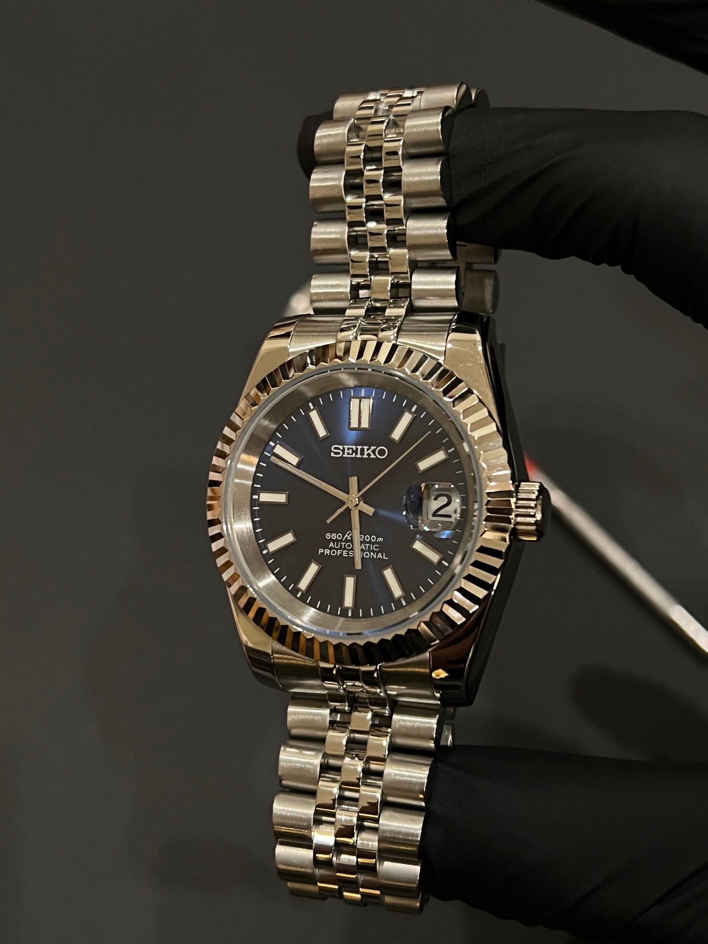 CUSTOM WATCH MOD BLUE FACE DATEJUST NH35 AUTOMATIC