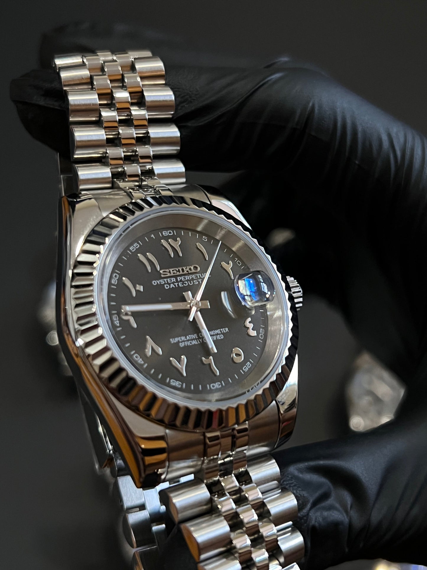 CUSTOM WATCH MOD ARABIC FACE DATEJUST NH35 AUTOMATIC