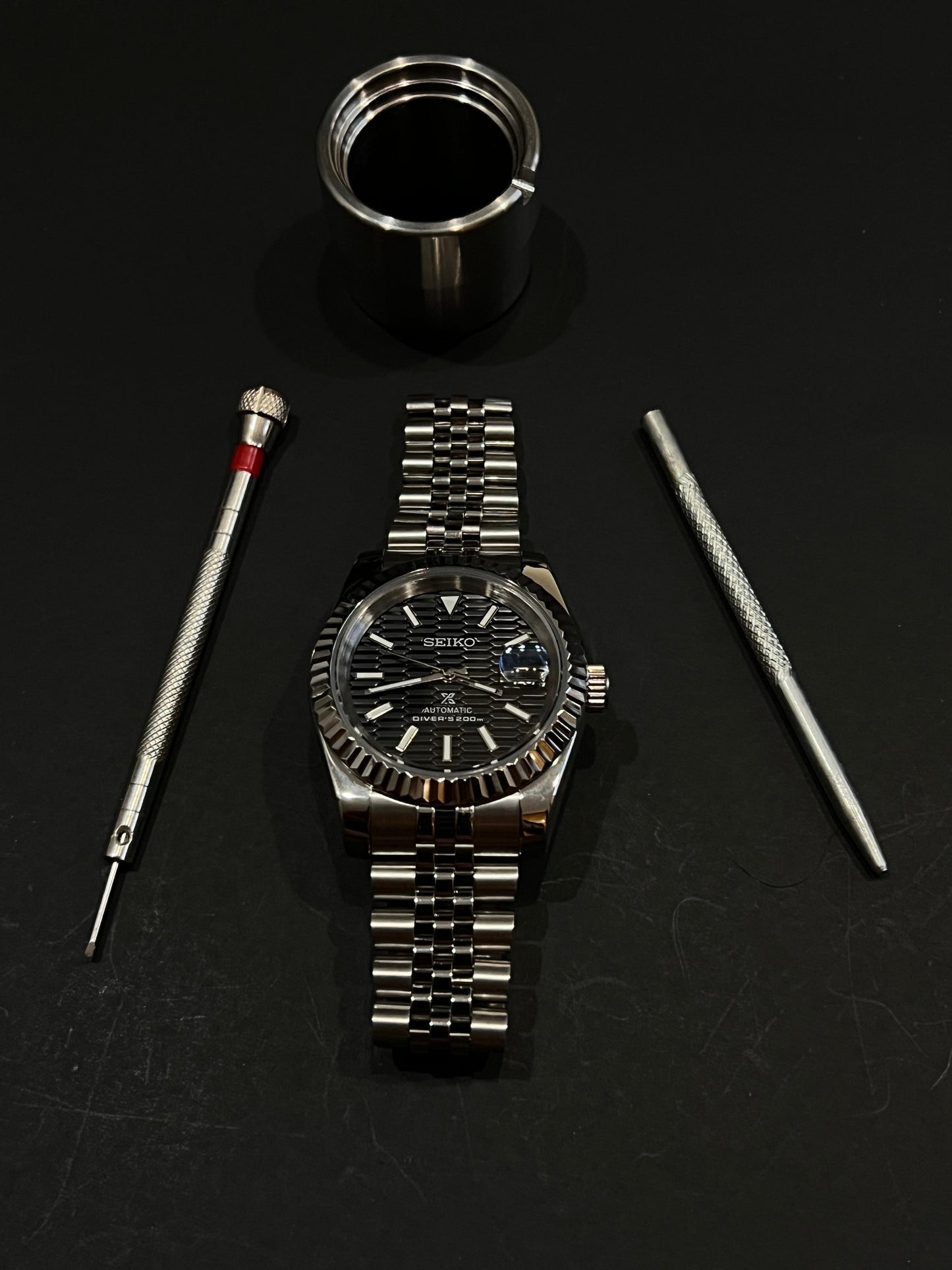 CUSTOM WATCH MOD BLACK FACE DATEJUST NH35 AUTOMATIC