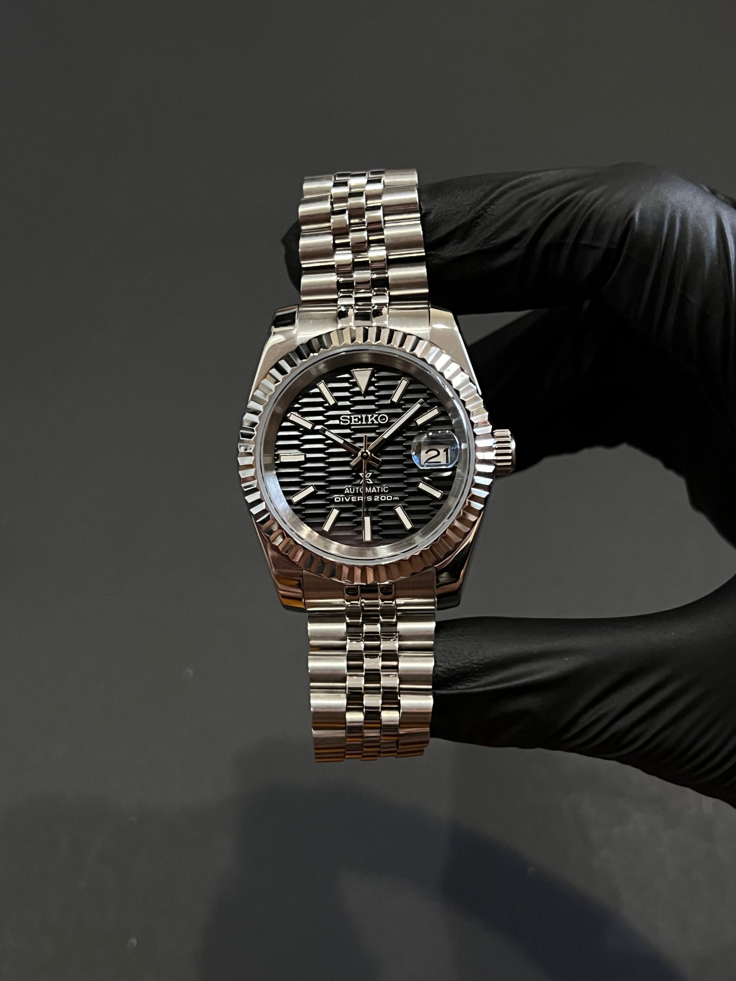 CUSTOM WATCH MOD BLACK FACE DATEJUST NH35 AUTOMATIC