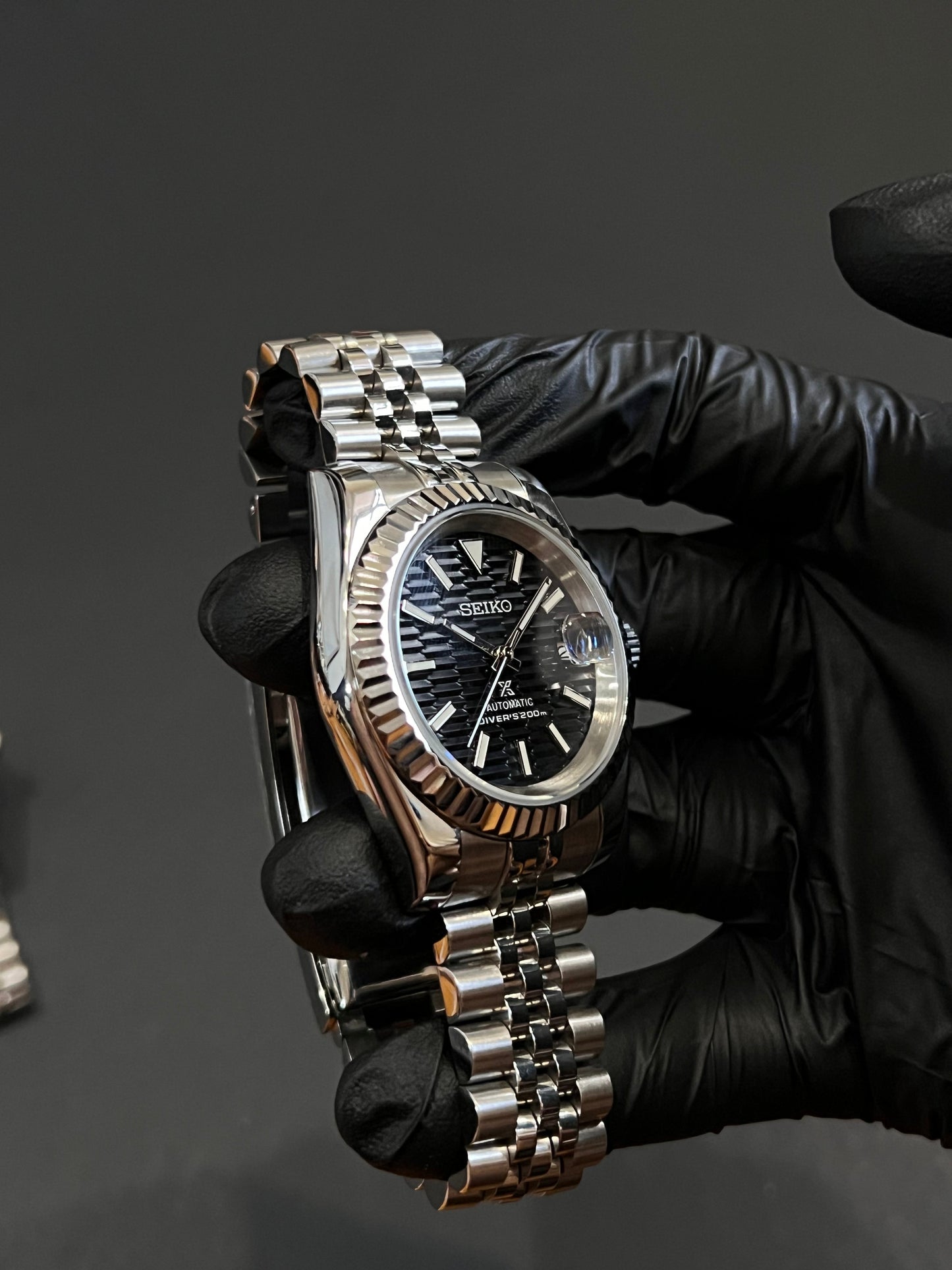 CUSTOM WATCH MOD BLACK FACE DATEJUST NH35 AUTOMATIC