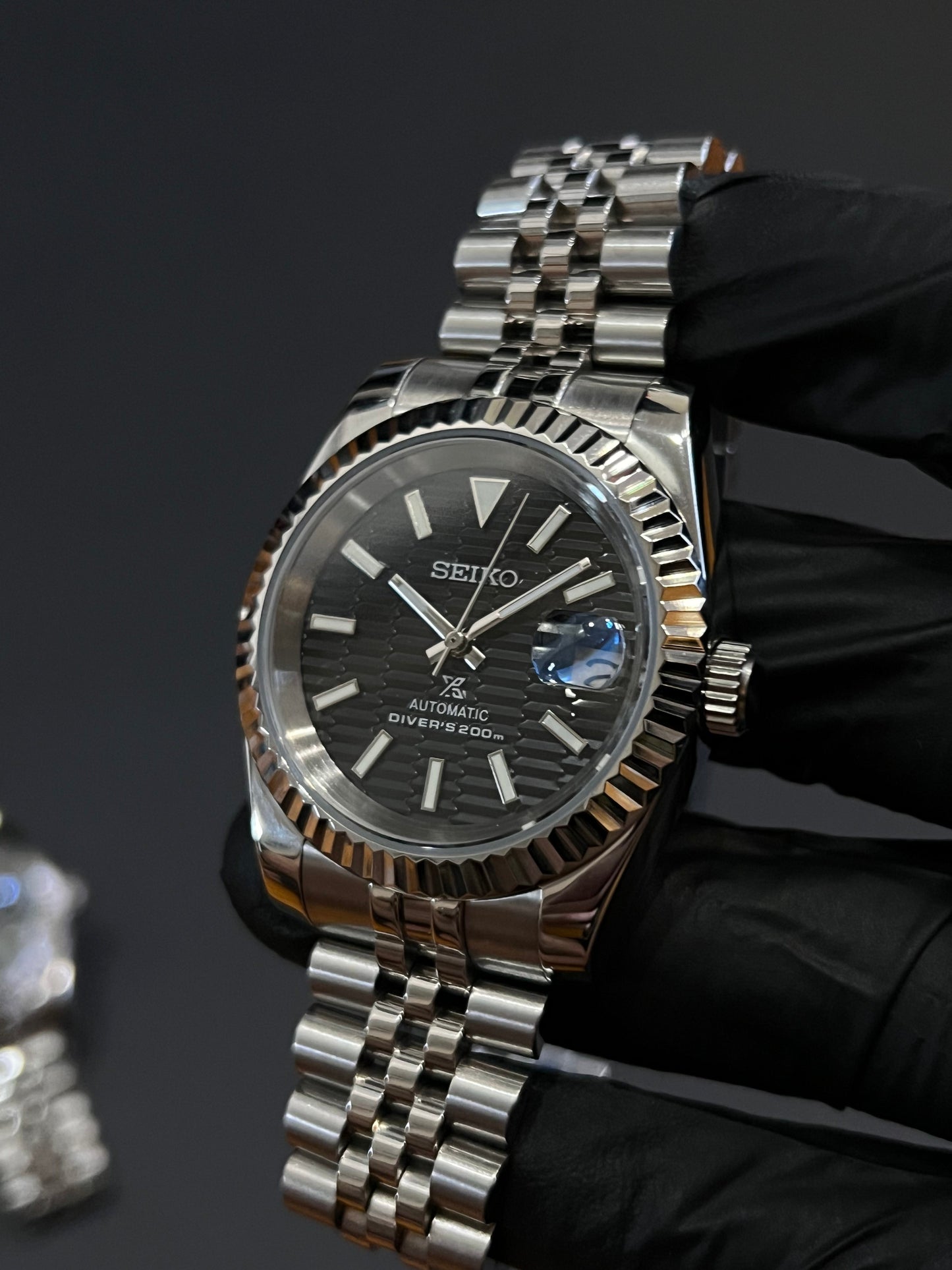 CUSTOM WATCH MOD BLACK FACE DATEJUST NH35 AUTOMATIC