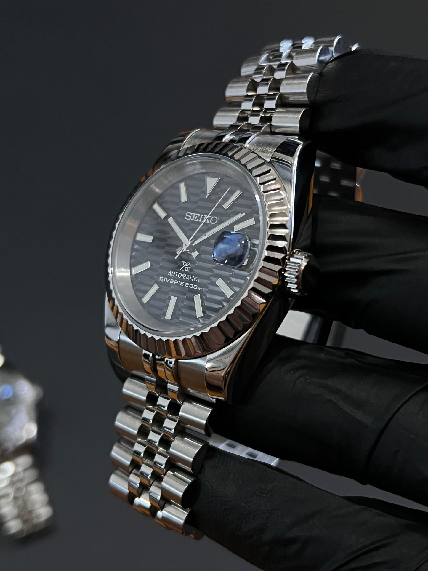 CUSTOM WATCH MOD BLACK FACE DATEJUST NH35 AUTOMATIC