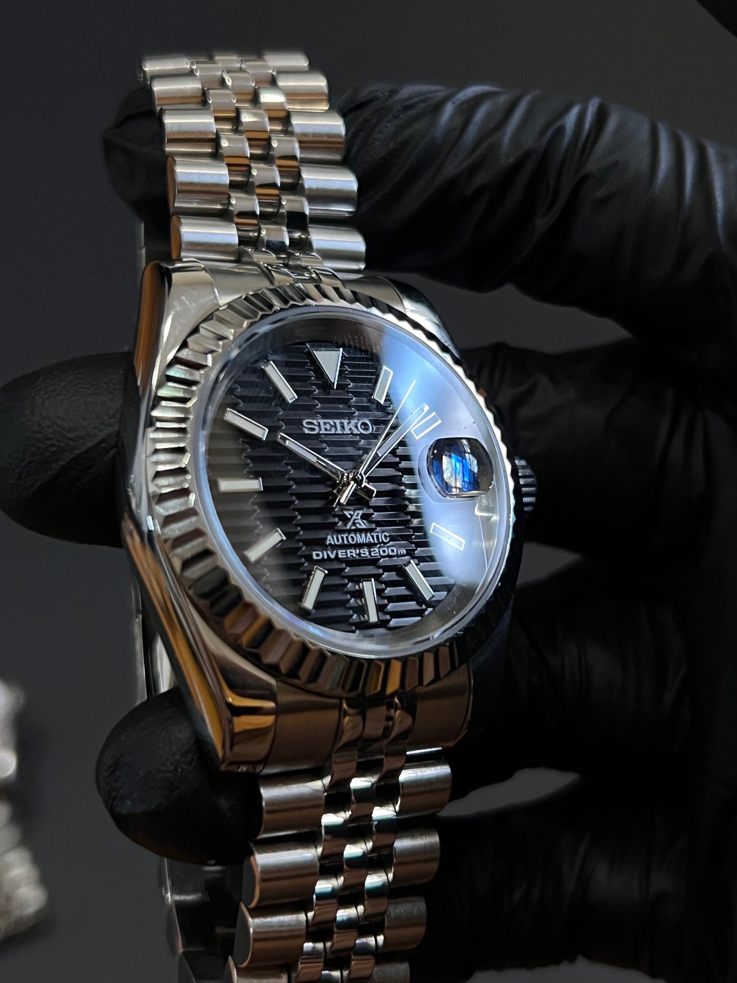 CUSTOM WATCH MOD BLACK FACE DATEJUST NH35 AUTOMATIC