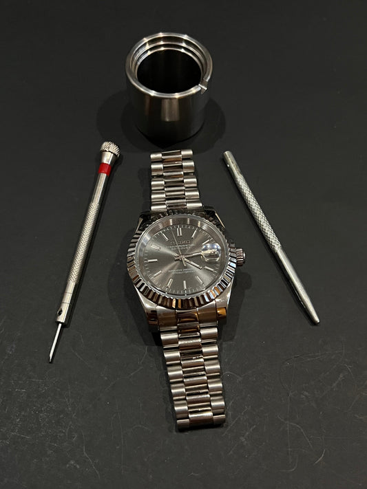 CUSTOM WATCH MOD SILVER FACE DATEJUST NH35 AUTOMATIC