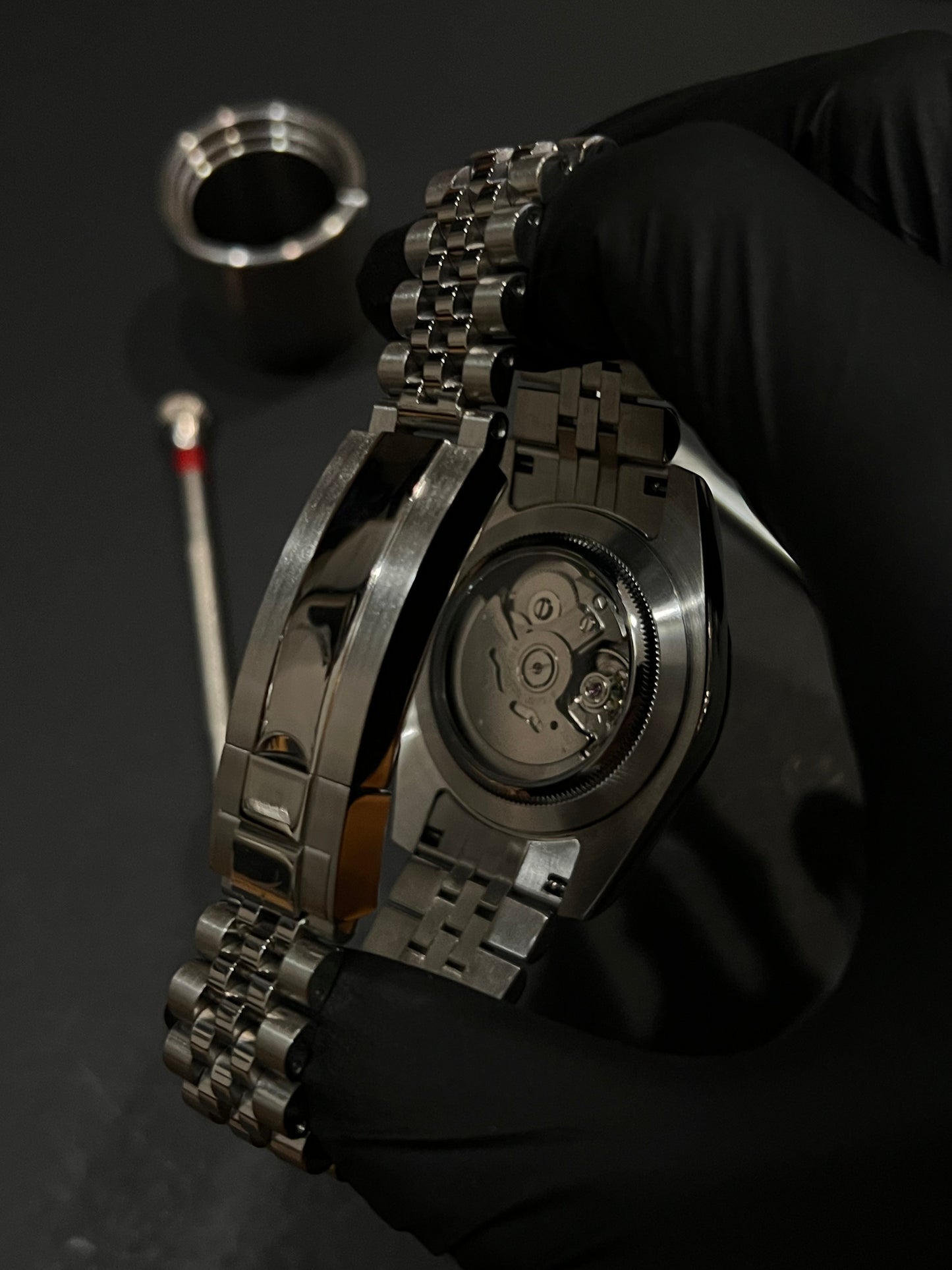 CUSTOM WATCH MOD BLACK ROMAN FACE DATEJUST NH35 AUTOMATIC