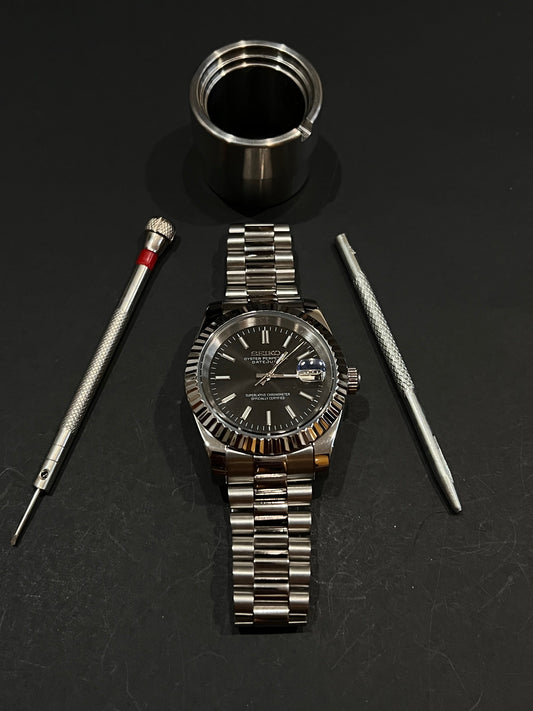 CUSTOM WATCH MOD BLACK FACE DATEJUST NH35 AUTOMATIC