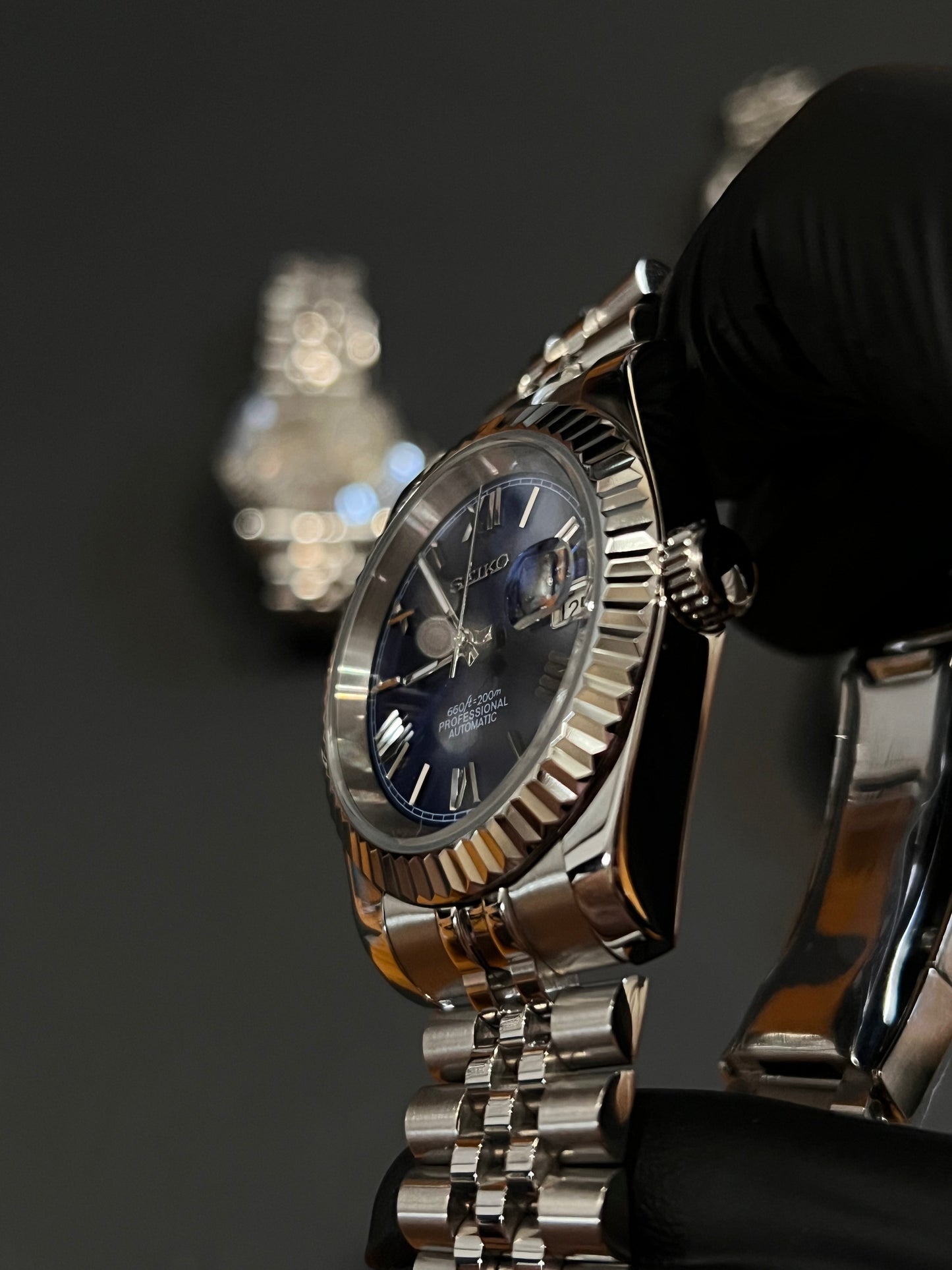 CUSTOM WATCH MOD BLUE ROMAN FACE DATEJUST NH35 AUTOMATIC