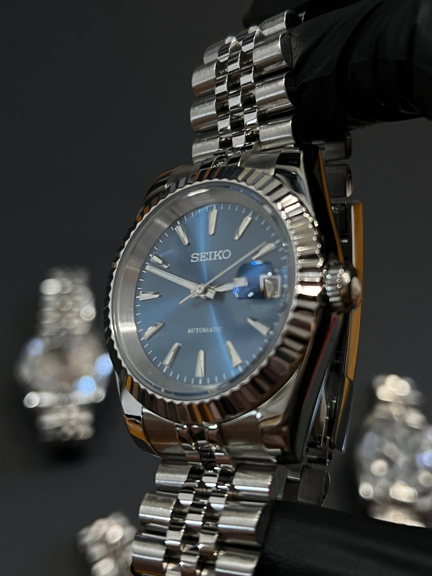 CUSTOM WATCH MOD BLUE FACE DATEJUST NH35 AUTOMATIC