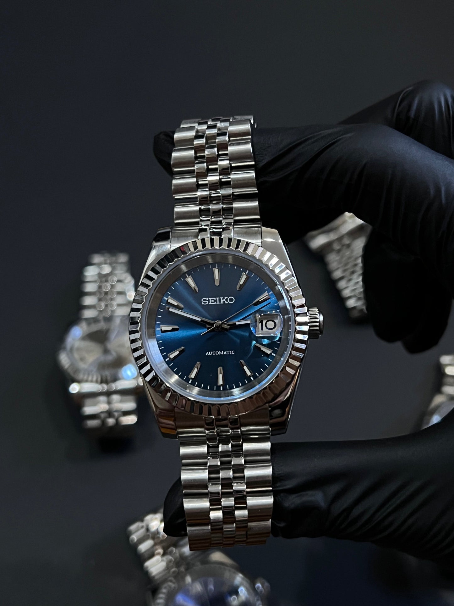 CUSTOM WATCH MOD BLUE FACE DATEJUST NH35 AUTOMATIC