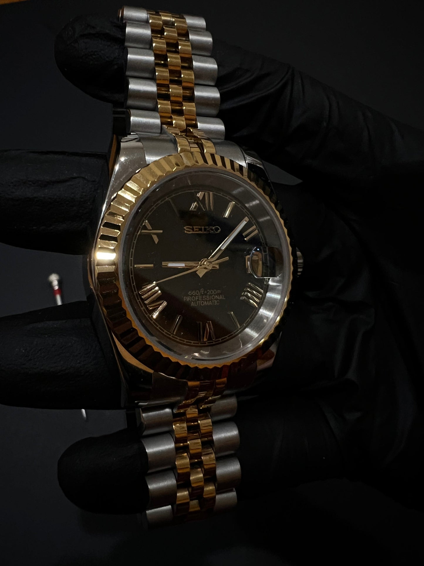 CUSTOM WATCH MOD TWO TONE GOLD FACE DATEJUST NH35 AUTOMATIC