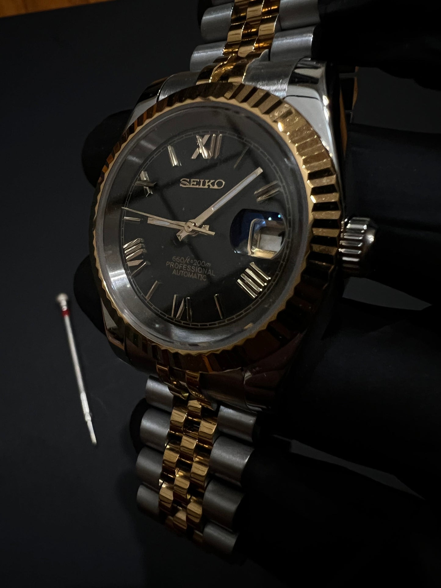 CUSTOM WATCH MOD TWO TONE GOLD FACE DATEJUST NH35 AUTOMATIC