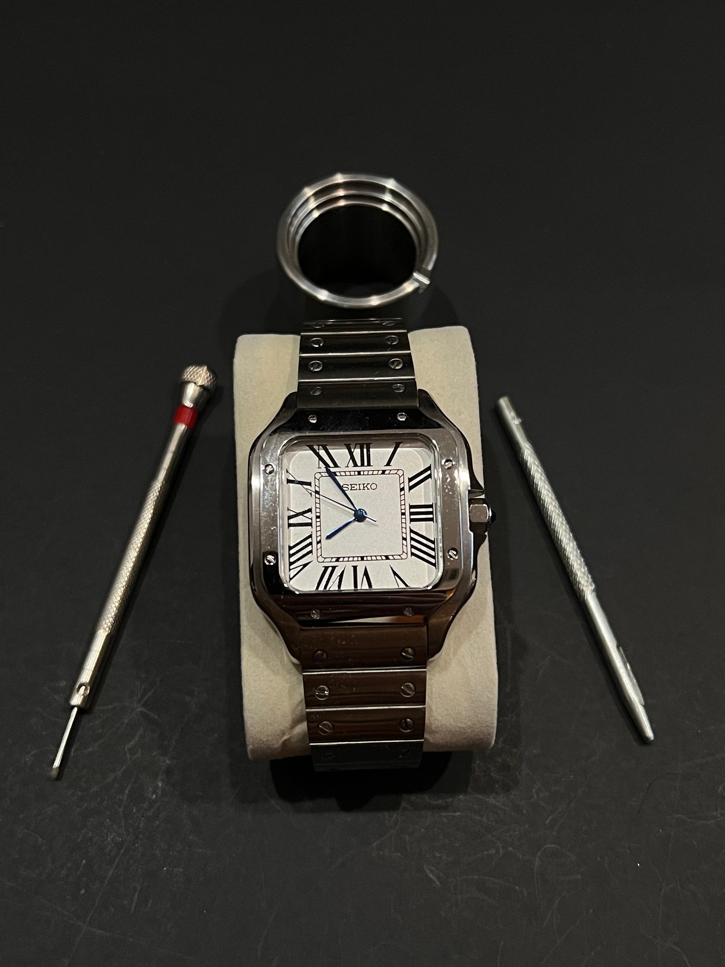 CUSTOM WATCH SANTOS WHITE FACE NH35 AUTOMATIC