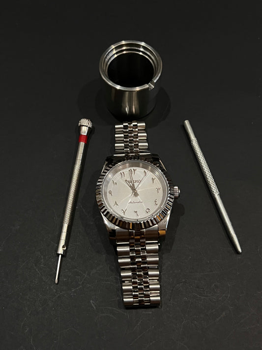 CUSTOM WATCH MOD WHITE ARABIC FACE DATEJUST NH35 AUTOMATIC