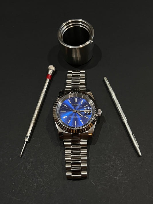 CUSTOM WATCH MOD BLUE FACE DATEJUST NH35 AUTOMATIC