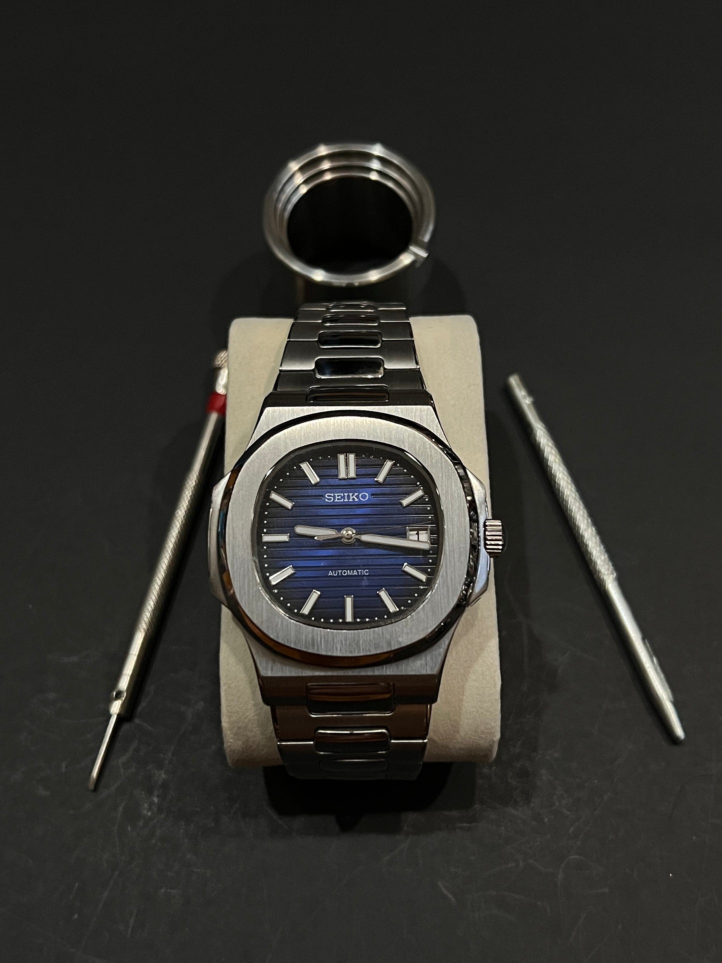 CUSTOM WATCH MOD BLUE FACE NH35 AUTOMATIC